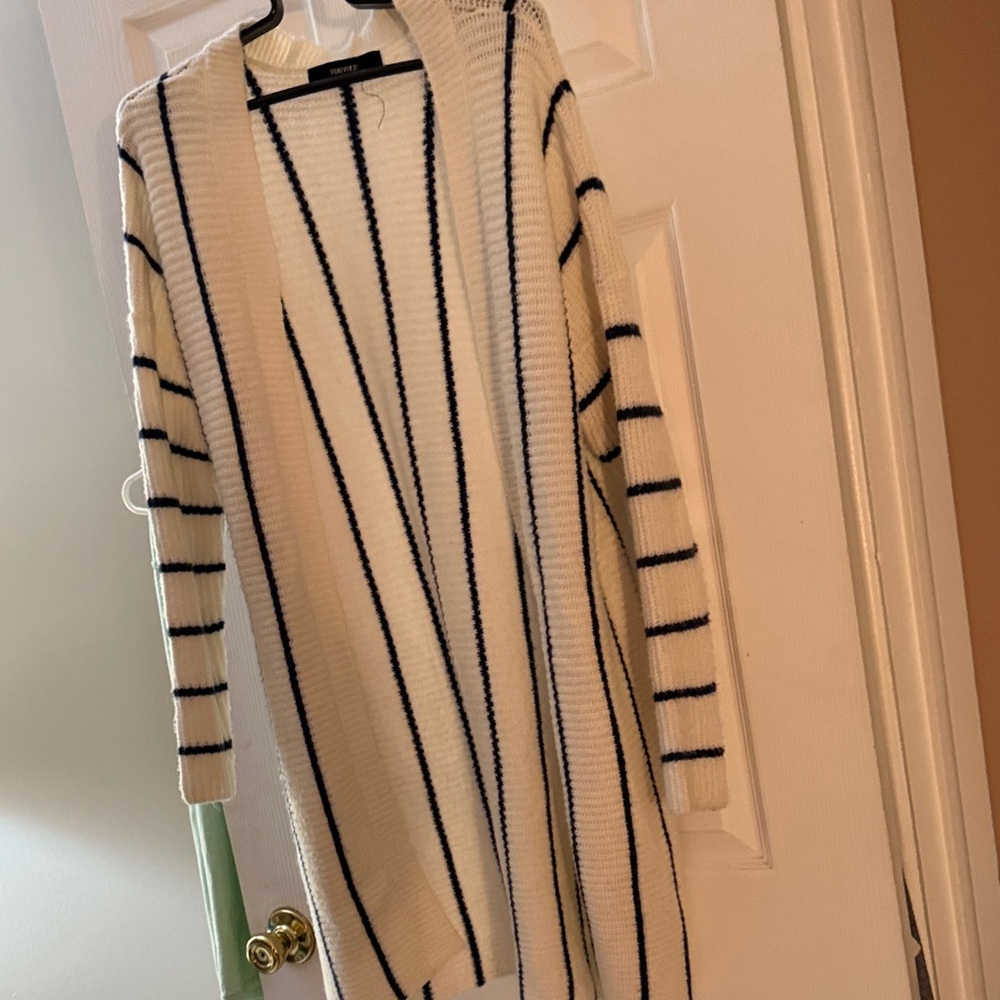 Forever 21 Black and White Striped Cardigan